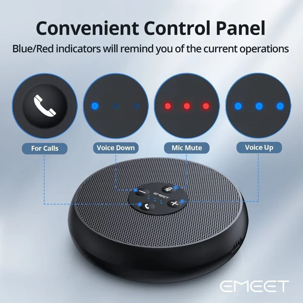 EMEET USB Speakerphone, M1A Zoom Certified AI Mics 360°Voice Pickup USB NOB